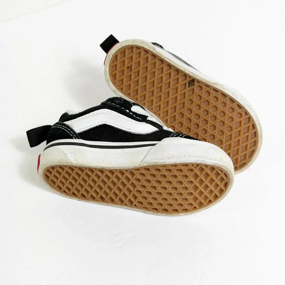 Vans Old Skool Shoes Boys 5.0 Black White Canvas Suede Skate Sneakers